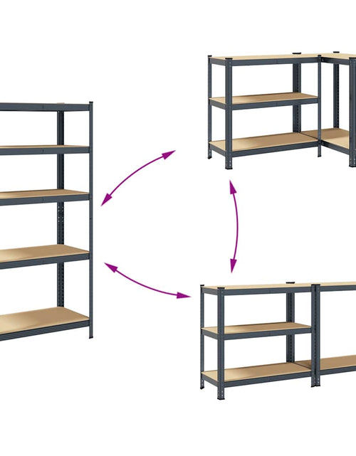 Încărcați imaginea în vizualizatorul Galerie, Rafturi rezistente cu 5 straturi 2 buc Oțel antracit și lemn
