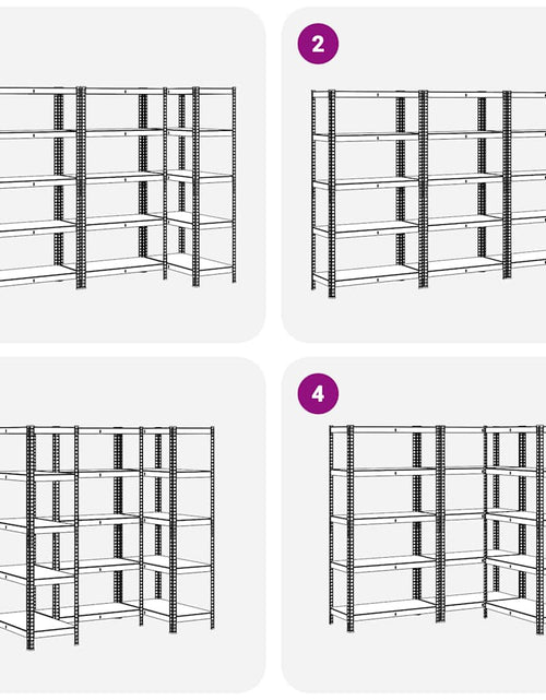 Загрузите изображение в средство просмотра галереи, Rafturi rezistente cu 5 straturi 3 buc Oțel antracit și lemn
