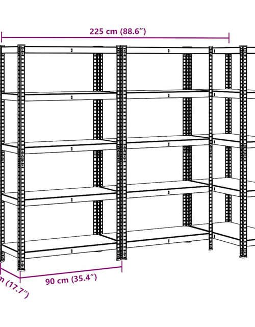 Загрузите изображение в средство просмотра галереи, Rafturi rezistente cu 5 straturi 3 buc Oțel antracit și lemn
