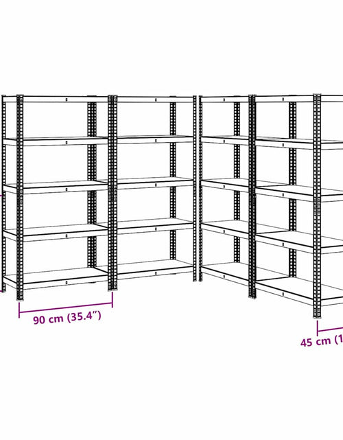 Încărcați imaginea în vizualizatorul Galerie, Rafturi rezistente cu 5 straturi 4 buc Oțel antracit și lemn
