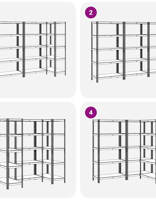 Încărcați imaginea în vizualizatorul Galerie, Rafturi de depozitare cu 5 niveluri, 3 buc., antracit oțel/lemn
