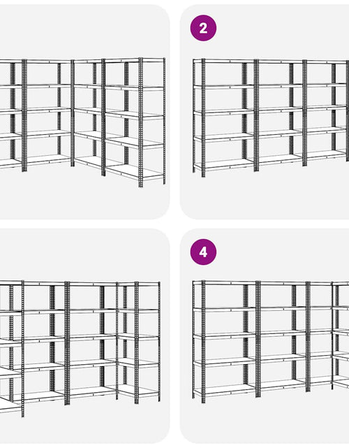 Încărcați imaginea în vizualizatorul Galerie, Rafturi de depozitare cu 5 niveluri, 4 buc., antracit oțel/lemn

