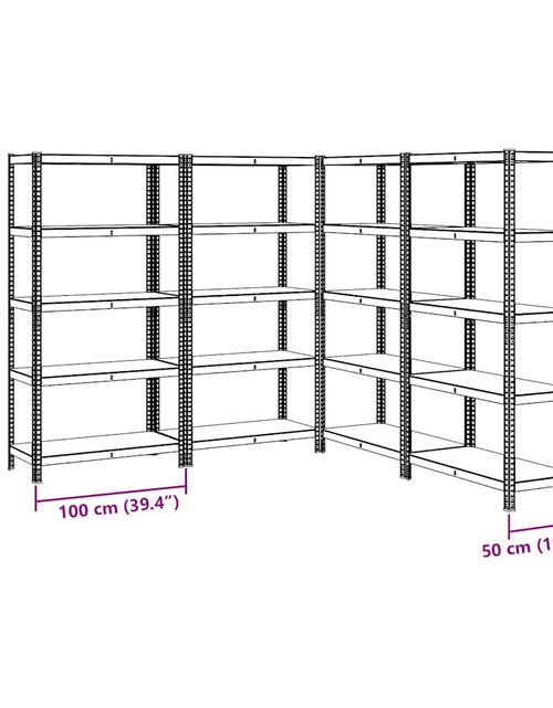 Încărcați imaginea în vizualizatorul Galerie, Rafturi de depozitare cu 5 niveluri, 4 buc., antracit oțel/lemn
