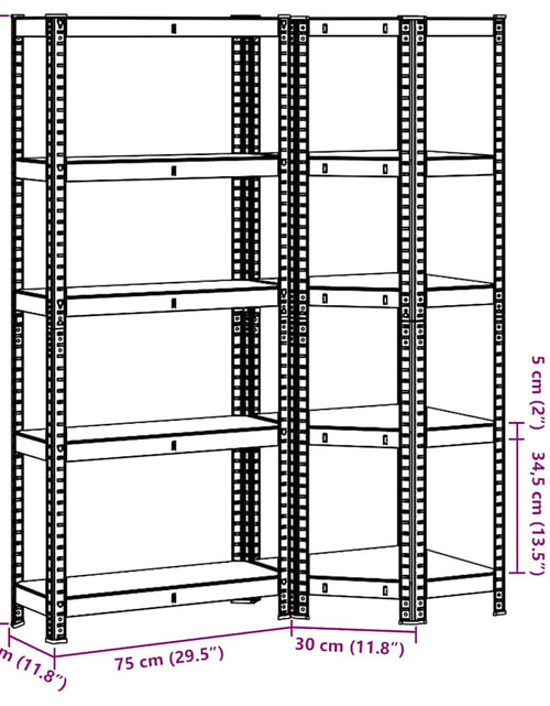 Încărcați imaginea în vizualizatorul Galerie, Set 2 rafturi cu 5 straturi din oțel antracit și lemn prelucrat
