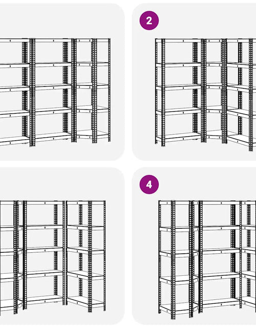Загрузите изображение в средство просмотра галереи, Set 3 rafturi cu 5 straturi din oțel antracit și lemn prelucrat
