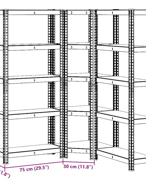 Загрузите изображение в средство просмотра галереи, Set 3 rafturi cu 5 straturi din oțel antracit și lemn prelucrat
