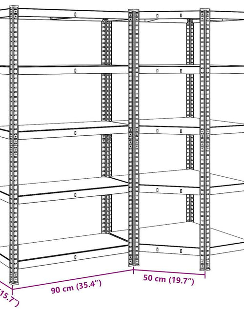 Încărcați imaginea în vizualizatorul Galerie, Set 2 rafturi cu 5 straturi din oțel argintiu și lemn prelucrat
