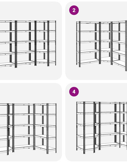 Încărcați imaginea în vizualizatorul Galerie, Set 3 rafturi cu 5 straturi din oțel antracit și lemn prelucrat
