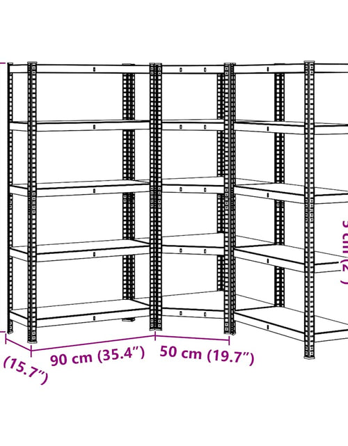 Încărcați imaginea în vizualizatorul Galerie, Set 3 rafturi cu 5 straturi din oțel antracit și lemn prelucrat
