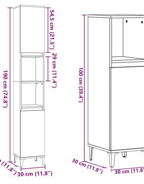 Загрузите изображение в средство просмотра галереи, Set mobilier de baie, 3 piese, stejar sonoma, lemn prelucrat
