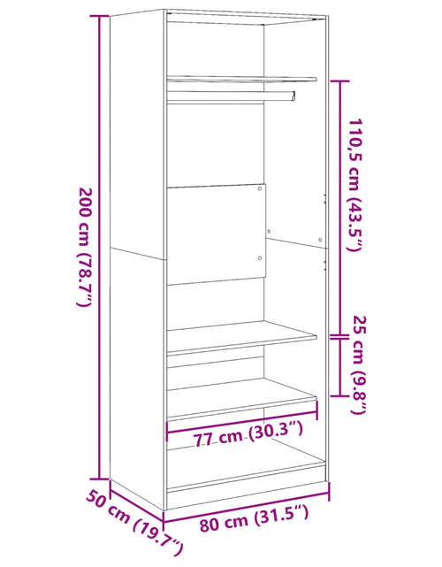 Загрузите изображение в средство просмотра галереи, Șifonier, stejar sonoma, 80x50x200 cm, lemn prelucrat
