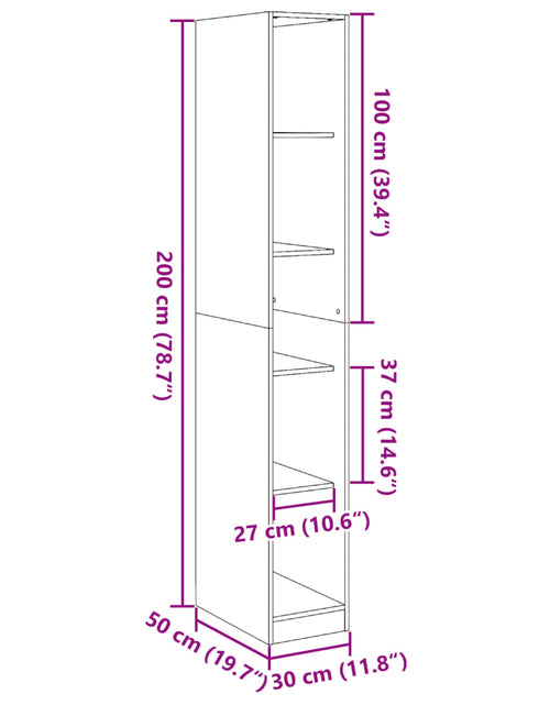 Загрузите изображение в средство просмотра галереи, Șifonier, gri beton, 30x50x200 cm, lemn prelucrat
