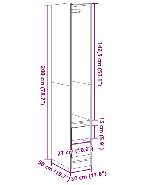 Загрузите изображение в средство просмотра галереи, Șifonier, gri beton, 30x50x200 cm, lemn prelucrat
