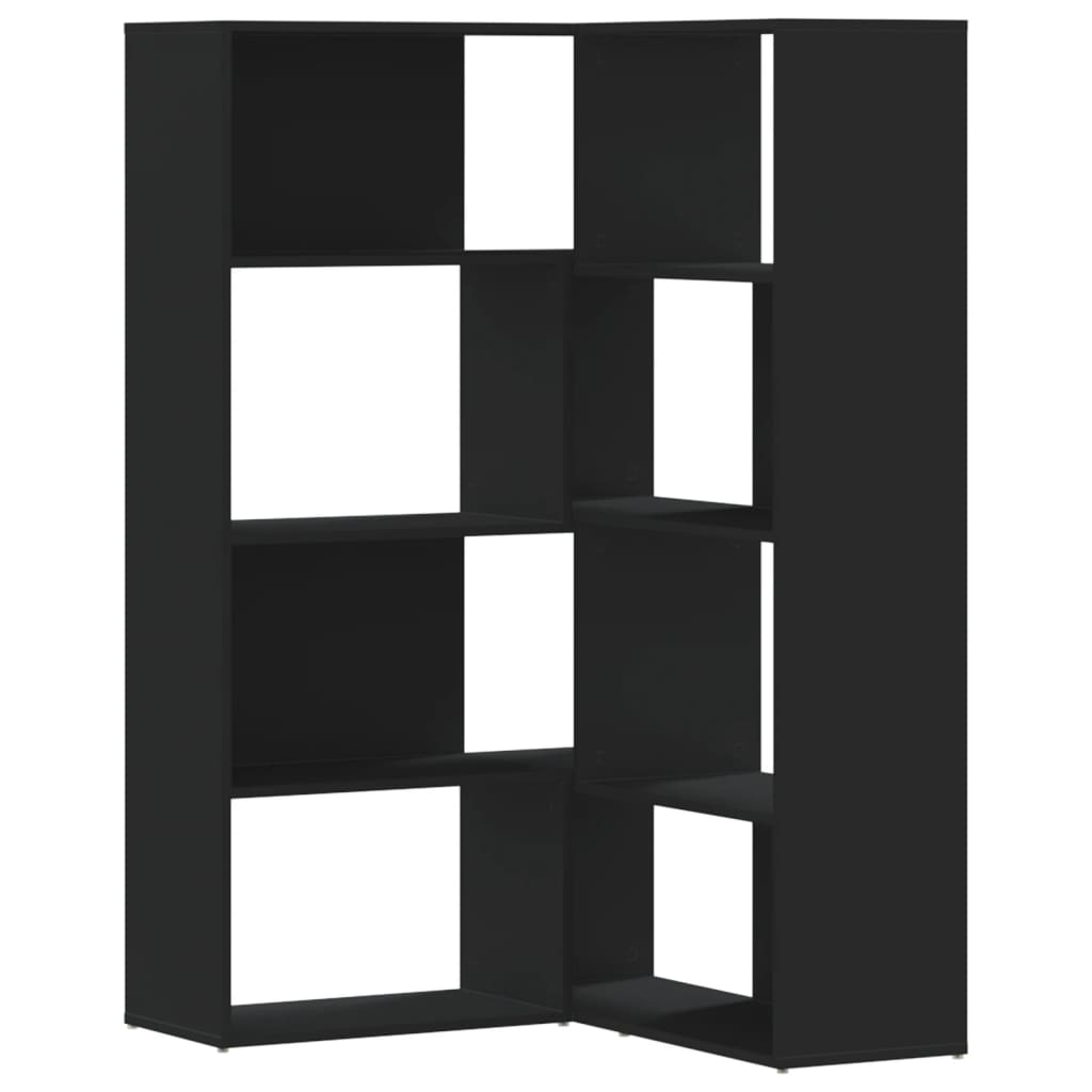 Bibliotecă 4 niveluri, negru, 85x85x140 cm, lemn prelucrat