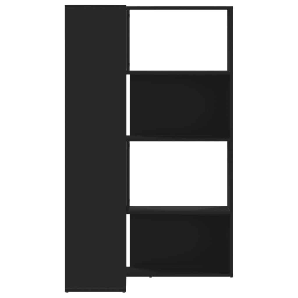 Bibliotecă 4 niveluri, negru, 85x85x140 cm, lemn prelucrat