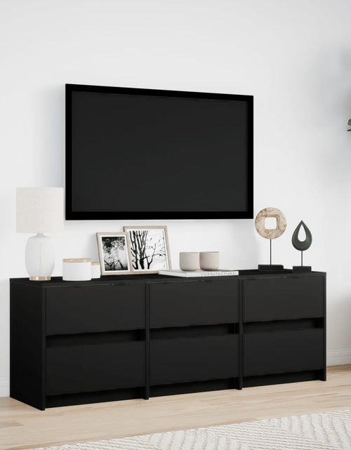 Загрузите изображение в средство просмотра галереи, Dulap TV cu LED, negru, 140x34x50 cm, lemn prelucrat
