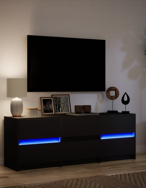 Загрузите изображение в средство просмотра галереи, Dulap TV cu LED, negru, 140x34x50 cm, lemn prelucrat
