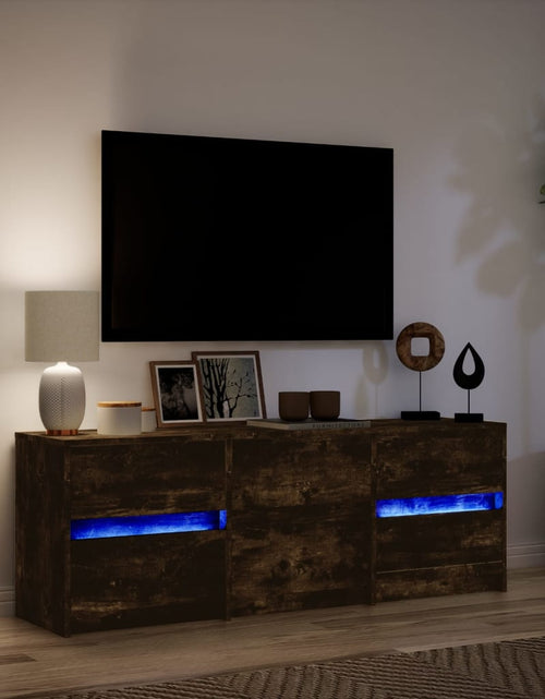 Загрузите изображение в средство просмотра галереи, Dulap TV cu LED, stejar fumuriu, 140x34x50 cm, lemn prelucrat
