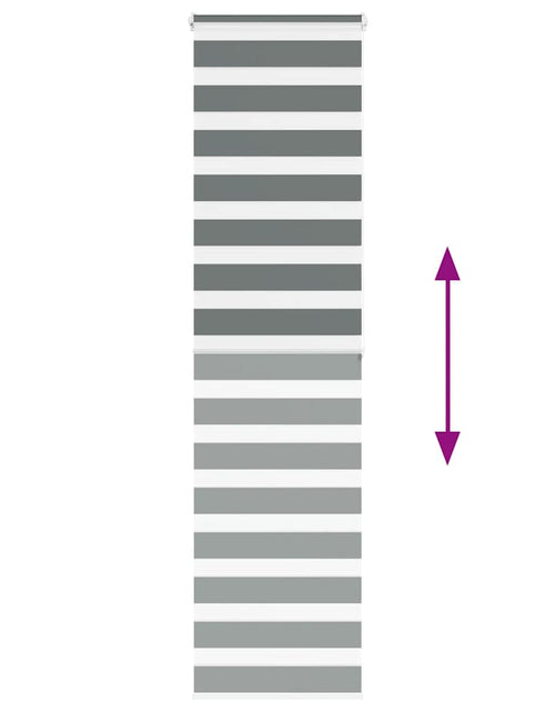 Загрузите изображение в средство просмотра галереи, Jaluzea tip zebra gri închis lățime țesătură 55,9 cm poliester
