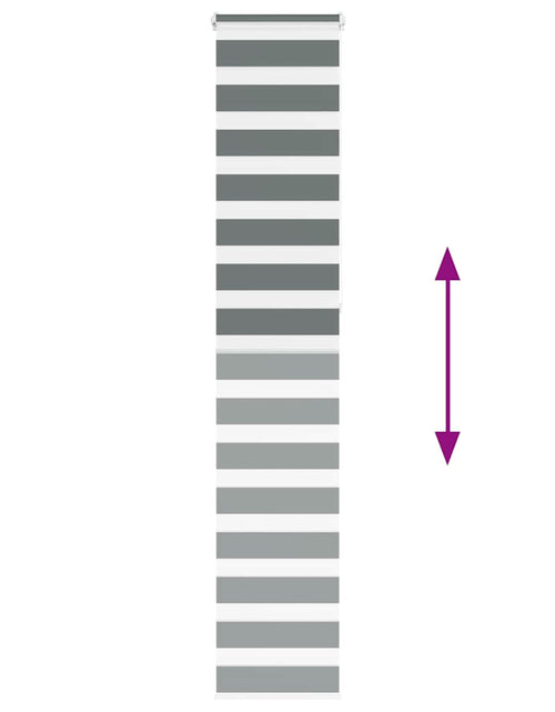 Загрузите изображение в средство просмотра галереи, Jaluzea tip zebra gri închis lățime țesătură 35,9 cm poliester
