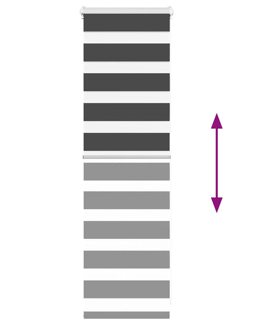 Загрузите изображение в средство просмотра галереи, Jaluzea tip zebra neagră lățime țesătură 40,9 cm poliester

