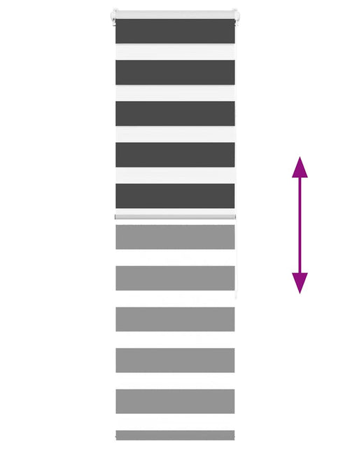 Загрузите изображение в средство просмотра галереи, Jaluzea tip zebra neagră lățime țesătură 35,9 cm poliester
