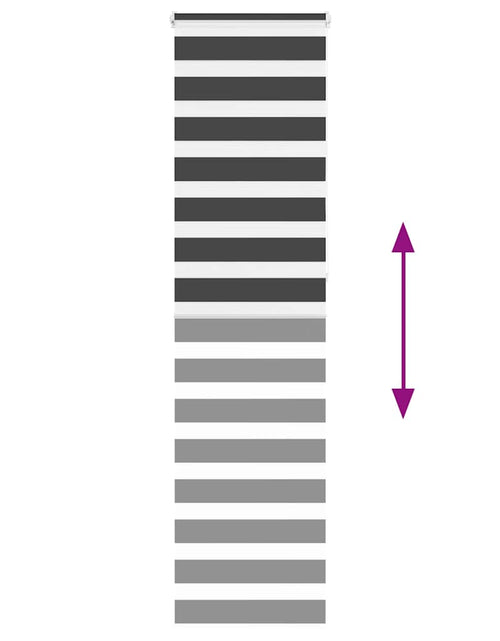 Загрузите изображение в средство просмотра галереи, Jaluzea tip zebra neagră lățime țesătură 55,9 cm poliester

