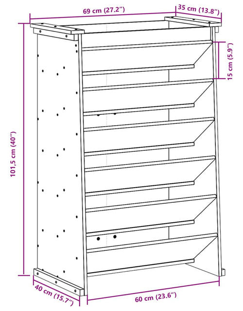 Încărcați imaginea în vizualizatorul Galerie, Jardinieră ierburi cu 6 niveluri 69x40x101,5 cm lemn masiv pin
