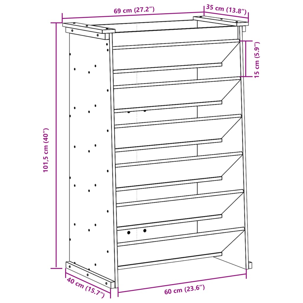 Jardinieră ierburi cu 6 niveluri 69x40x101,5 cm lemn masiv pin