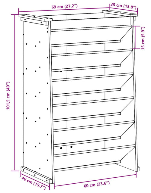 Încărcați imaginea în vizualizatorul Galerie, Jardinieră ierburi 6 niveluri alb 69x40x101,5 cm lemn masiv pin
