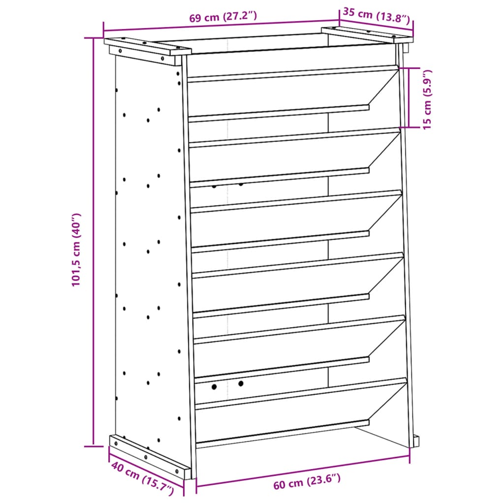 Jardinieră ierburi 6 niveluri alb 69x40x101,5 cm lemn masiv pin