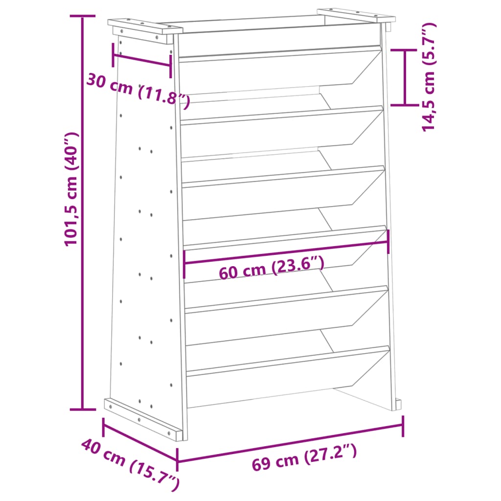 Jardinieră ierburi 6 niveluri alb 69x40x101,5 cm lemn masiv pin