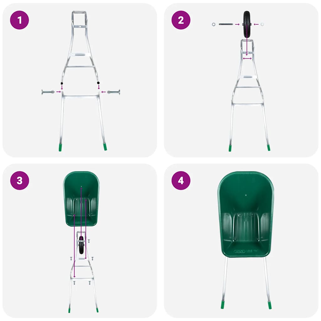 Roabă Verde 90 L 150 kg Oțel galvanizat și plastic