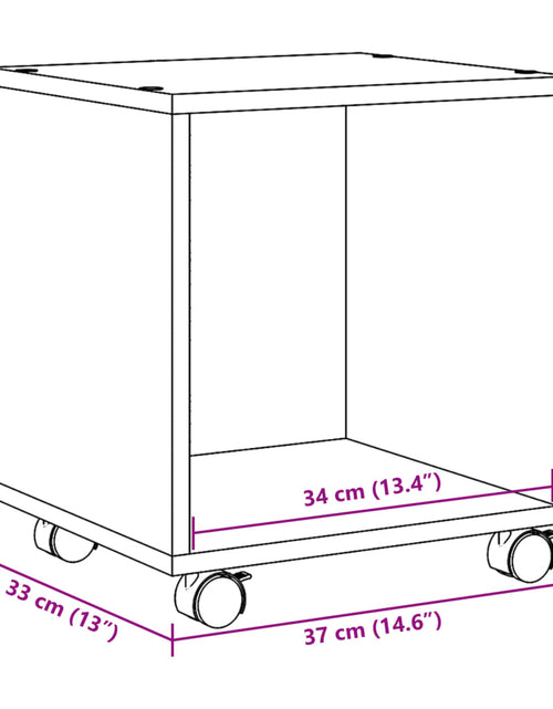 Загрузите изображение в средство просмотра галереи, Dulap cu roți, stejar fumuriu, 37x33x42,5 cm, lemn prelucrat
