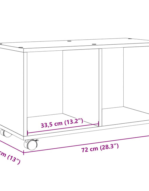 Загрузите изображение в средство просмотра галереи, Dulap cu roți, stejar maro, 72x33x42,5 cm, lemn prelucrat
