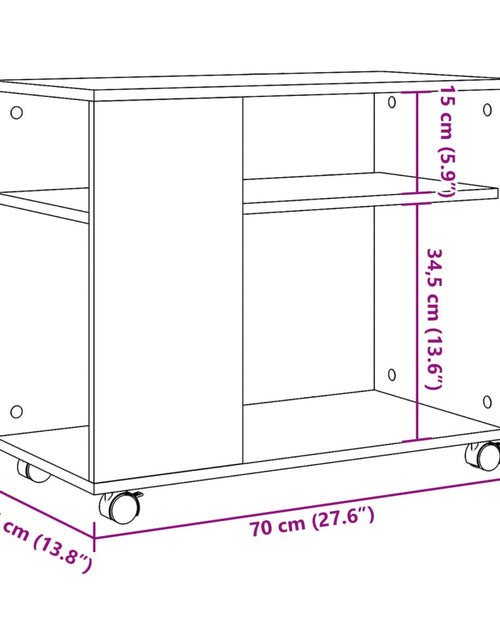 Încărcați imaginea în vizualizatorul Galerie, Masă laterală cu roți stejar maro 70x35x60 cm lemn compozit
