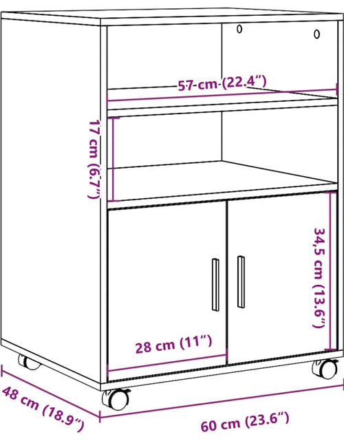 Загрузите изображение в средство просмотра галереи, Dulap cu roți, stejar sonoma, 60x48x81 cm, lemn prelucrat

