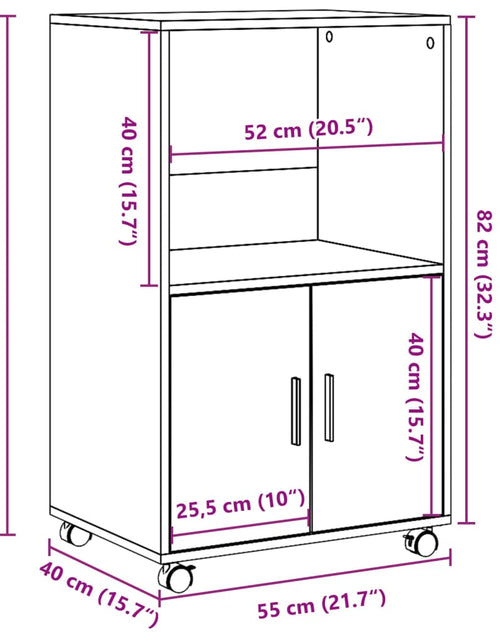 Загрузите изображение в средство просмотра галереи, Dulap cu roți, stejar maro, 55x40x91 cm, lemn compozit
