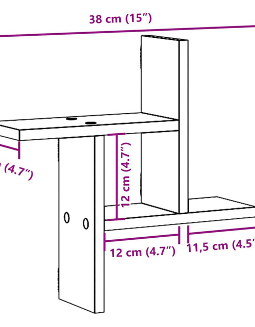 Încărcați imaginea în vizualizatorul Galerie, Rafturi perete 2 buc. stejar fumuriu 38x12x38 cm lemn prelucrat
