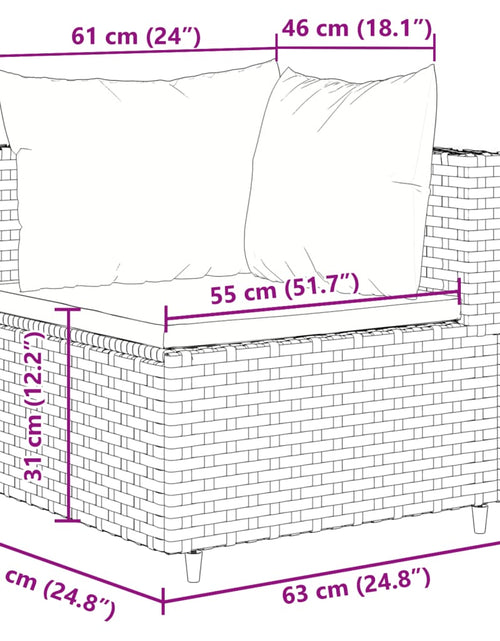 Загрузите изображение в средство просмотра галереи, Set mobilier de grădină cu perne, 6 piese, negru, poliratan
