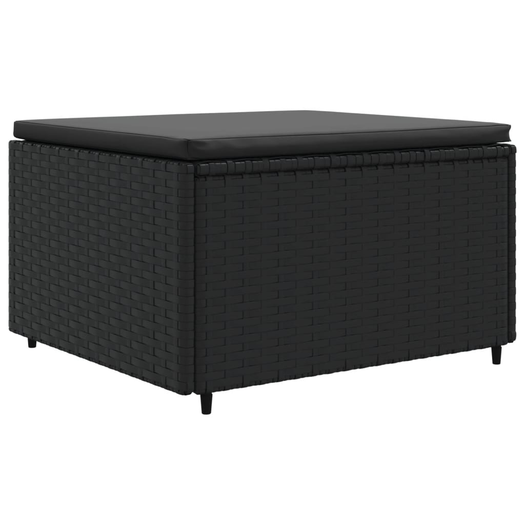 Set mobilier de grădină cu perne, 6 piese, negru, poliratan