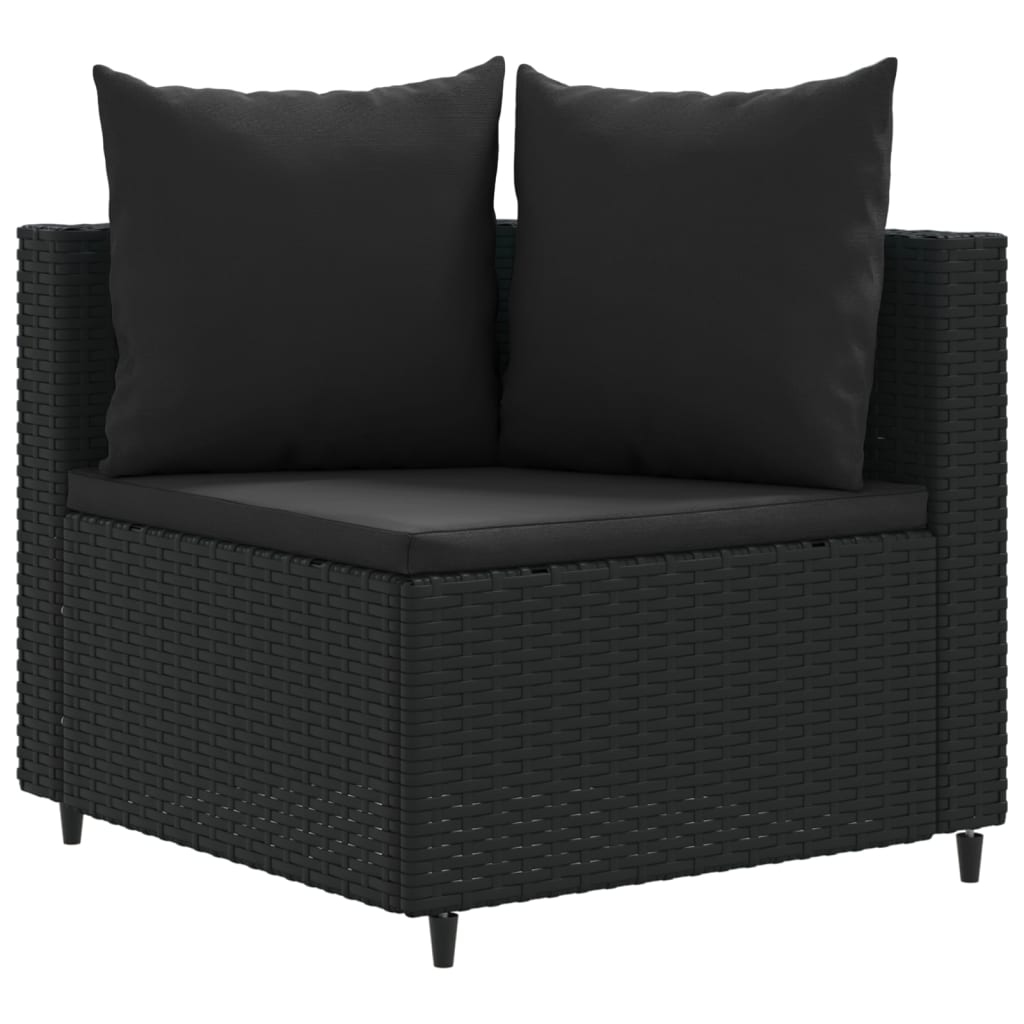 Set mobilier de grădină cu perne, 5 piese, negru, poliratan