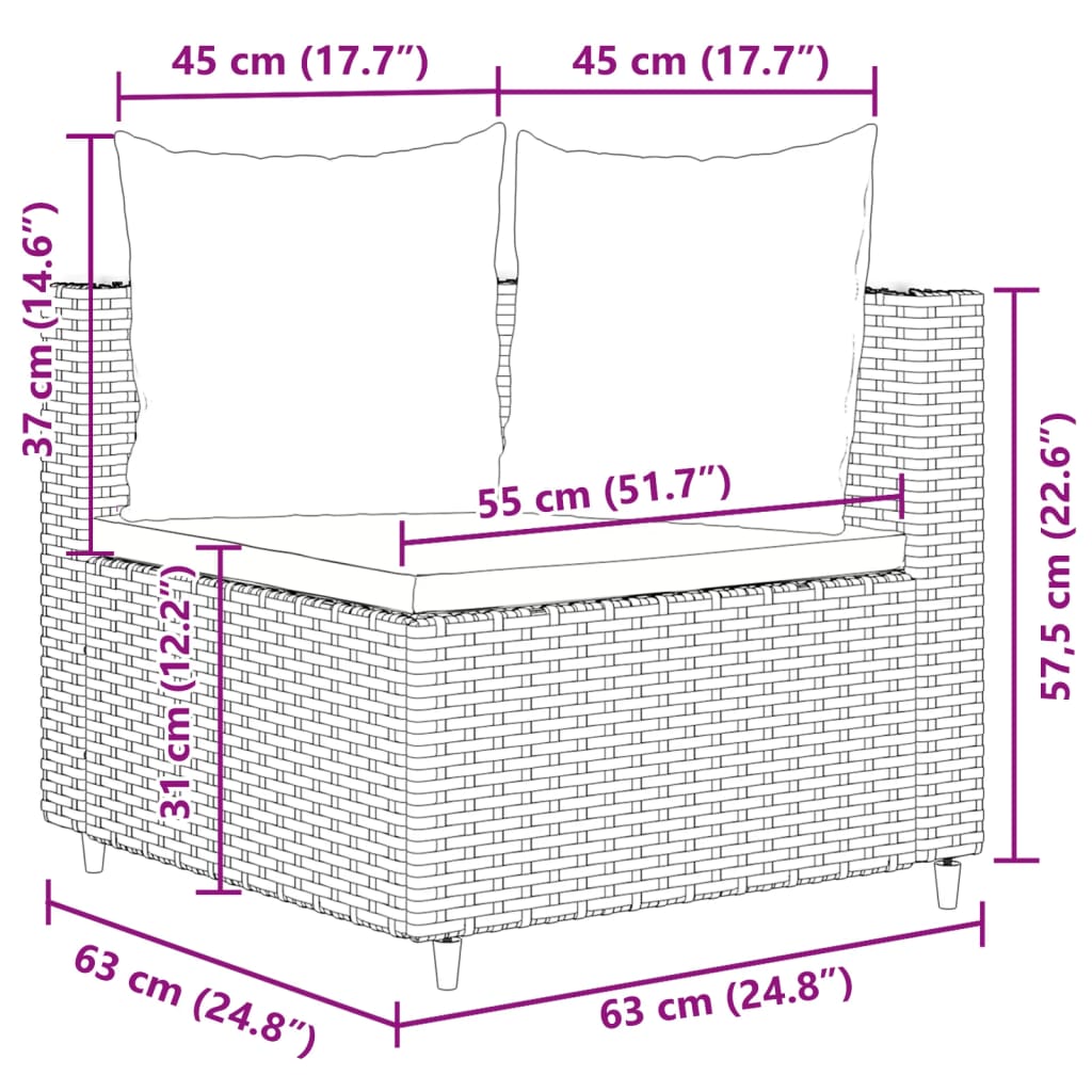 Set canapele de grădină cu perne, 10 piese, negru, poliratan