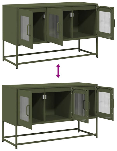 Încărcați imaginea în vizualizatorul Galerie, Dulap TV verde măsliniu, 100,5x39x60,5 cm, oțel laminat la rece
