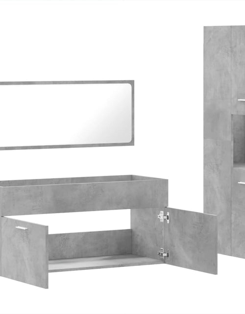 Загрузите изображение в средство просмотра галереи, Set mobilier de baie, 3 piese, gri beton, lemn compozit
