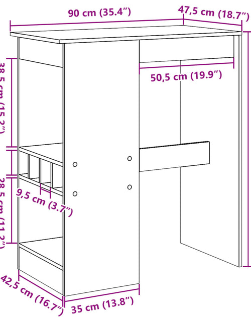 Încărcați imaginea în vizualizatorul Galerie, Masă bar cu rafturi lemn vechi 90x47,5x103,5 cm lemn prelucrat
