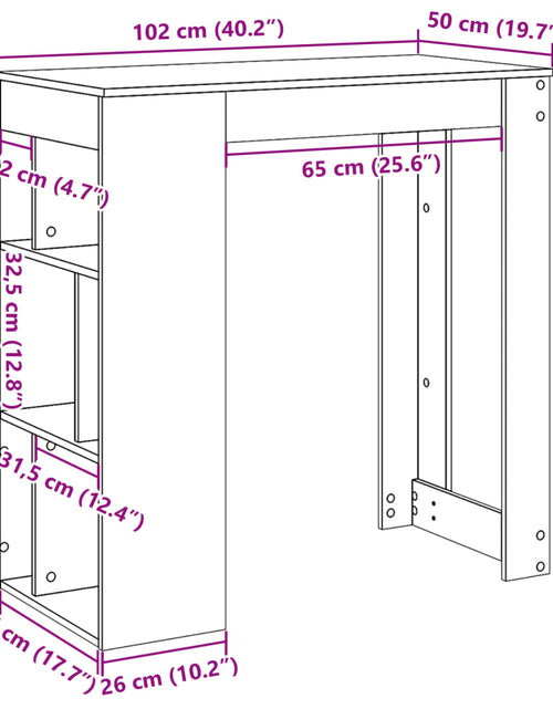 Încărcați imaginea în vizualizatorul Galerie, Masă de bar cu rafturi, alb, 102x50x103,5 cm, lemn prelucrat
