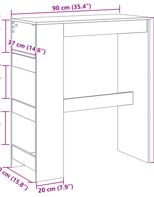 Загрузите изображение в средство просмотра галереи, Masă bar cu rafturi, stejar maro, 90x40x103,5 cm lemn prelucrat

