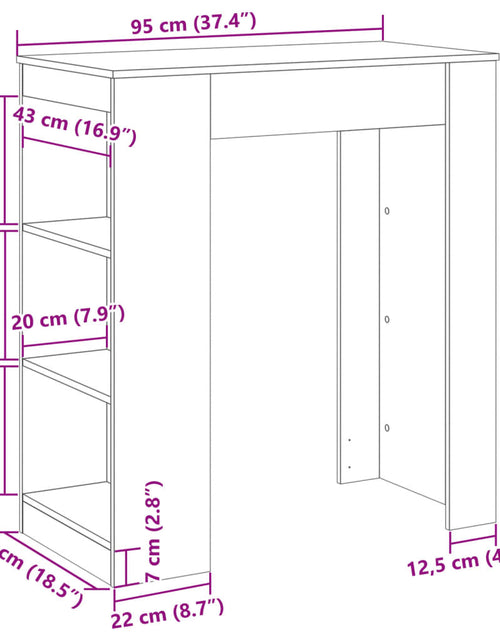 Încărcați imaginea în vizualizatorul Galerie, Masă bar cu rafturi, lemn vechi, 95x47x103,5 cm, lemn prelucrat
