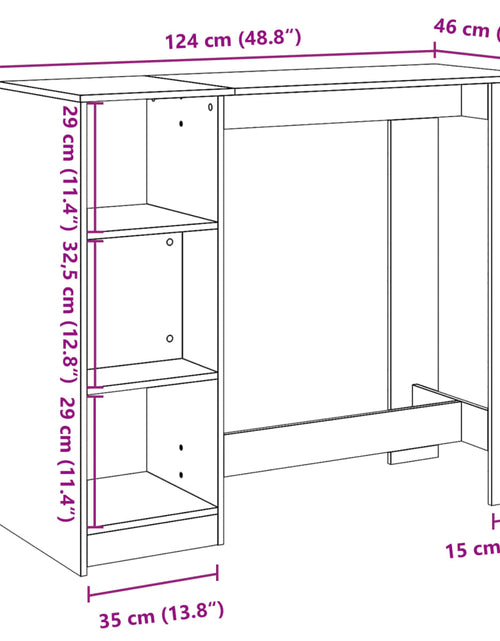 Загрузите изображение в средство просмотра галереи, Masă de bar cu raft, gri beton, 124x46x103,5 cm, lemn prelucrat
